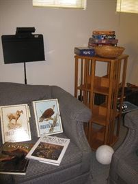 Wood revolving bookshelf and music stand