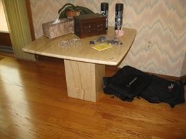 Marble pedestal end table