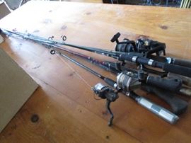 fishing reels and poles