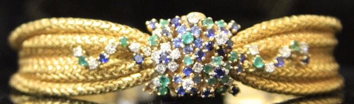 Lot 3037: Lady's Diamond and Sapphire 14KT Bracelet View full catalog at www.slawinski.com