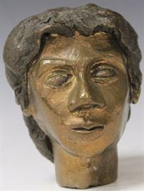 Lot 3095: Modern Bronze Bust of Woman; Height- 5 3/4" View full catalog at www.slawinski.com