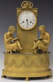 Lot 3140: French Empire Gilt Metal Mantle Clock, 19th Century; 15" View full catalog at www.slawinski.com
