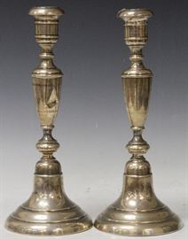 Lot 3144: Pair of Austrian Silver Candlestands; Height- 13 3/4" View full catalog at www.slawinski.com