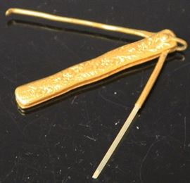 Lot 3196: Chinese 22KT Gold Toothpick Tool; 2 1/8" View full catalog at www.slawinski.com
