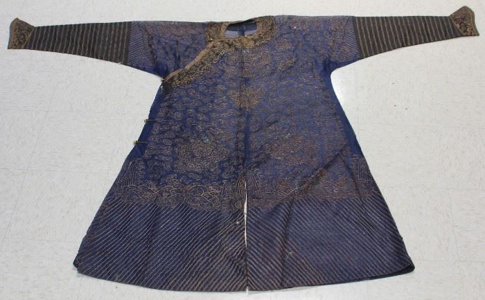 Lot 3214: Early 20th Century Chinese Embroidered Robe, 54" View full catalog at www.slawinski.com