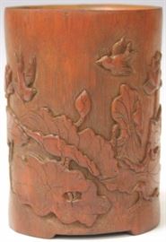 Lot 3331: Chinese Carved Brush Pot; 6 1/2" View full catalog at www.slawinski.com