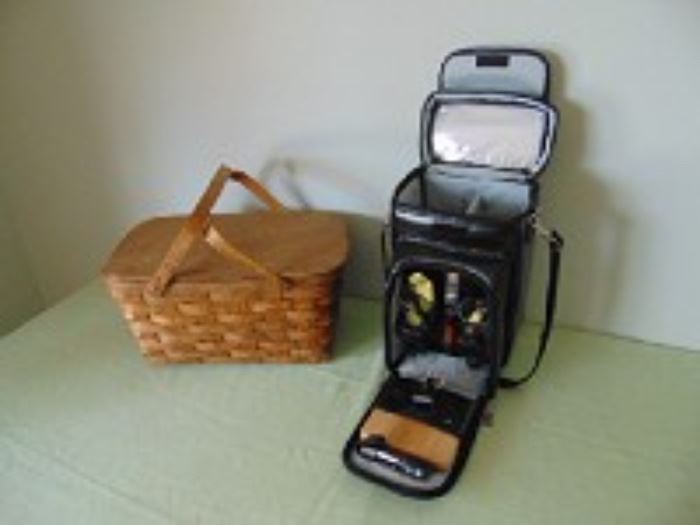 wicker picnic basket, wine kit
