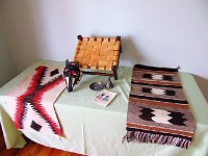 Native American Decor & Wood/Leather Stool