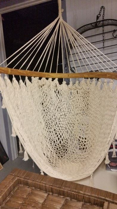 Hanging macramae chair from Mexico - never used, great corner piece for your pergola.