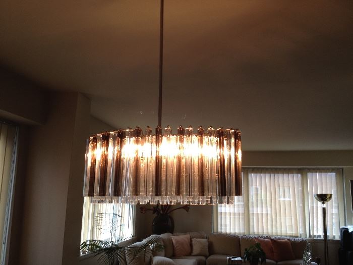 Contemporary Crystal Chandelier with Graduated Crystal Prisms up to 12’’ long (31’’ x 17’’)