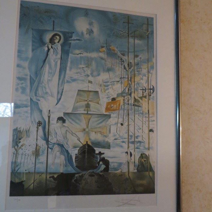 Salvador Dali "Discovery of America" Facsimile Signed Art Lithograph 