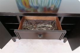 Mahogany Color Breakfront / Buffet.  60 1/2'' L x 19'' D x 40'' H''