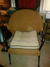 Wicker chair with metal frame