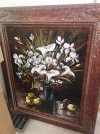 Decorative oil in ornate frame