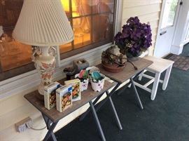 Great folding tables for the porch - fountains,