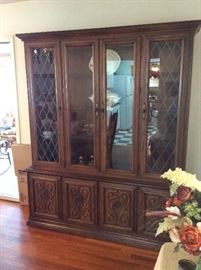Hollywood Regency - China Cabinet - absolutely gorgeous - from the 1960's - Tudor Window panes and it is lighted.