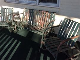 Metal Glider and Two chairs - the patina is fabulous - You don't find this kind that often!
