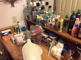 lots of bathroom items, many never opened. Shampoo, Soaps and more!
