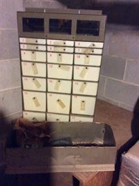 Cabinet with lots of drawers - interesting piece - metal boxes - Tools - lots of good man stuff to ramble thru.