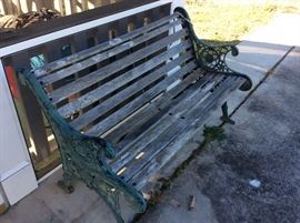 Couple of these benches - very heavy and in good shape - nothing that a coat of a paint won't fix!