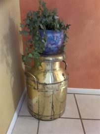 Brass milk can and flower pot