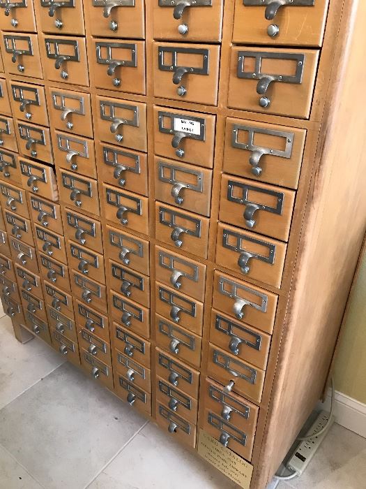 Library Card Catalogue from Winter Park with - dedication Plaque 