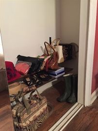 Vintage handbags and L.L. Bean Rain boots