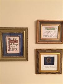 Collection of religious memorabilia pictures.