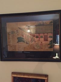 Wood chip design Asian Antique print