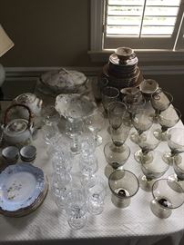 Miscellaneous crystal, Limoges by Havilland and other items including Flintridge Cambria China Set