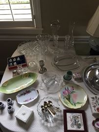 Limoges(French), collectible spoons, and miscellaneous crystal items