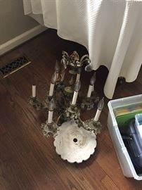 Vintage crystal and brass chandelier