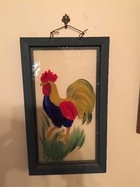 Rooster Painted on Glass