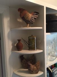 Rooster and hen collectible decorative items