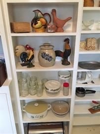 Pantry with miscellaneous small items inluding pottery
