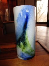 Cylindrical vase by riihimäen lasi Finland