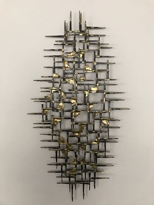 Super cool MCM brutalist nail wall art piece.  Approximately 36" x 19 1/2"