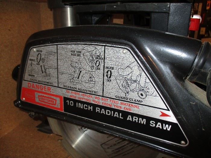 Excellent condition!  Craftsman radial arm saw.  Sold with blades, accessories and dust collection.
