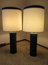 Retro ceramic table lamps in excellent condition!  Measures 44 1/2" tall. 
