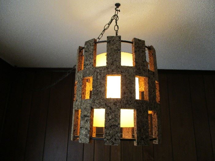 Retro cork hanging light fixture