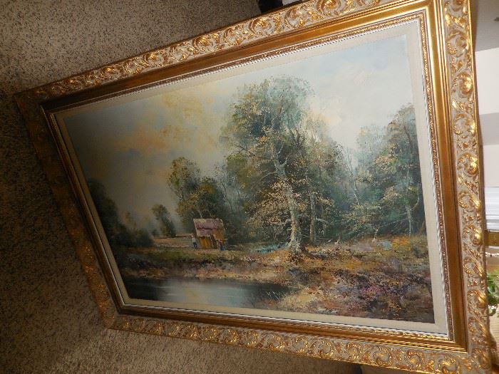 Vintage Oil Painting, Ornate Frame.