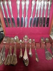 12 Piece Place Setting Plus Service, Silver Plate. With Chest