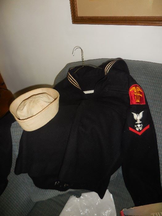 WW2 Dress Blue Wool Top with Sailor hat
