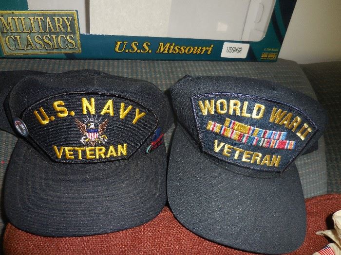 WW2 Navy Vet Caps, Few Jackets