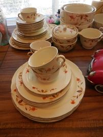 Vintage Autumn Leaves Dinnerware. Jewel Sold Them with stamps..way back in the day!