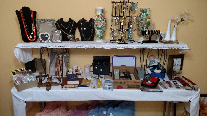 Jewelry and Catholic items. Some office supplies too.