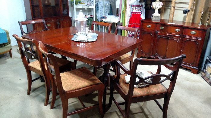 Basement Dining table and sideboard. This is a smaller version of this style set. There is a mint condition full size upstairs in the dining room