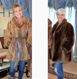 mink & leather; sheared beaver