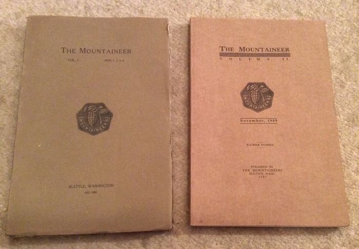 The first 2 volumes of "The Mountaineer", dated 1907 & 1908, published by the Mountaineers. We have a COMPLETE set of all issues from 1907 (Vol. 1) thru 1958 + a few 1960's issues. To be sold as a SET - we will not sell individual volumes.