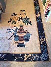 Detail from palace size vintage Chinese wool rug with ivory ground - 14.5 x 18 ft. (Also needs a deep cleaning)